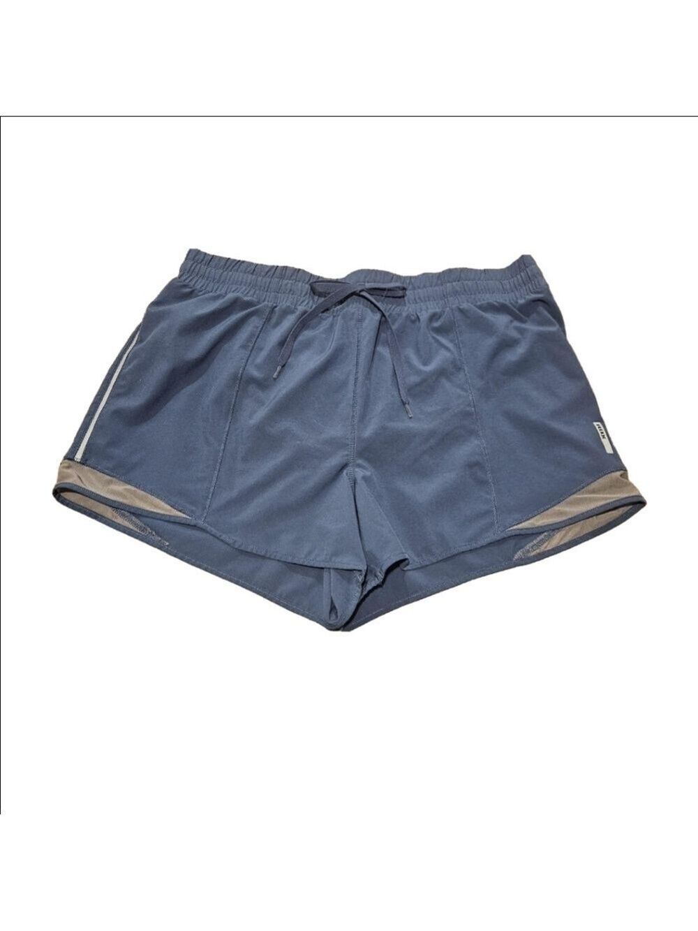RBX Women's X-Dri Athletic Running Shorts, L, Blue/Grey Accents, Built-in Panty